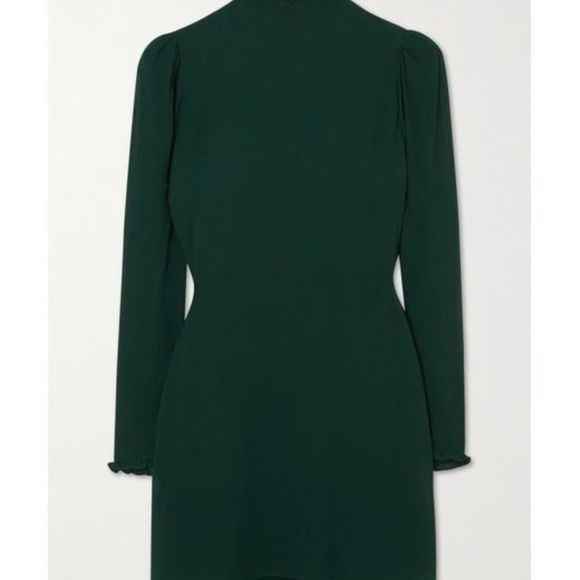NWT Reformation Women's Green Lewis Ruffled Georgette Mini Dress - size 4 - Picture 2 of 12